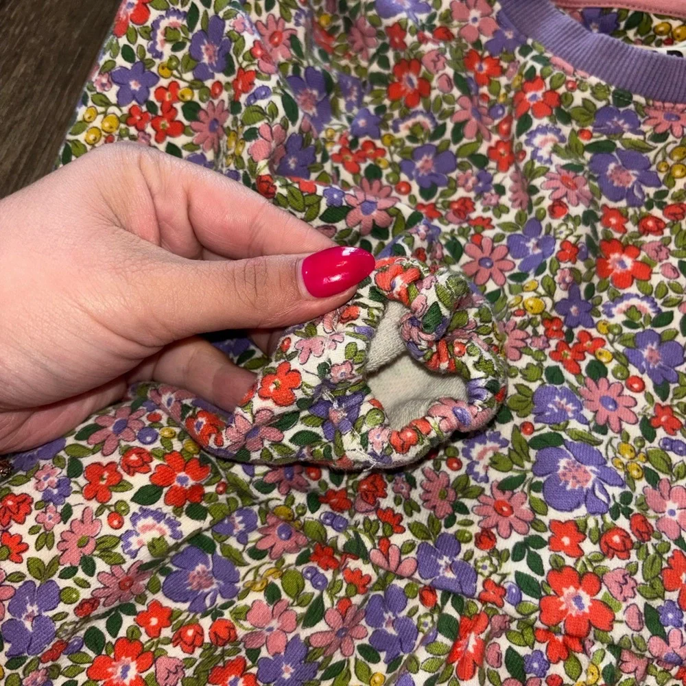 Mini Boden Floral Sweatshirt in Purple, Pink, Green and Orange